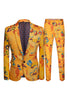 Load image into Gallery viewer, Yellow 2 Piece Notched Lapel Print Men&#39;s Suit