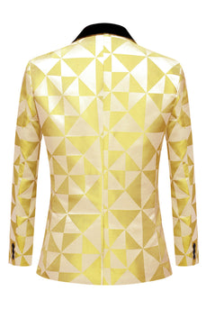 Yellow Shawl Lapel 2 Piece Geometrical Men's Suits