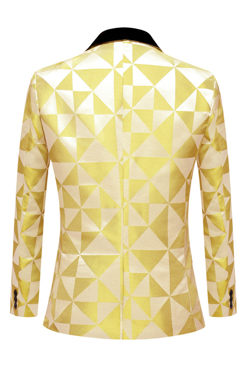 Load image into Gallery viewer, Yellow Shawl Lapel 2 Piece Geometrical Men&#39;s Suits