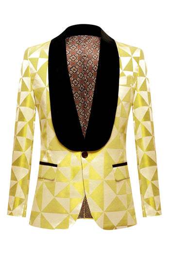 Yellow Shawl Lapel 2 Piece Geometrical Men's Suits