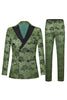 Load image into Gallery viewer, Army Green Peak Lapel 2 Piece Men&#39;s Prom Suit with Pattern