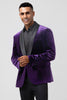 Load image into Gallery viewer, Dark Purple Shawl Lapel Velvet One Button Men&#39;s Prom Blazer