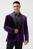 Load image into Gallery viewer, Dark Purple Shawl Lapel Velvet One Button Men&#39;s Prom Blazer