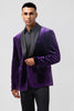 Load image into Gallery viewer, Dark Purple Shawl Lapel Velvet One Button Men&#39;s Prom Blazer