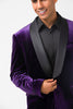 Load image into Gallery viewer, Dark Purple Shawl Lapel Velvet One Button Men&#39;s Prom Blazer