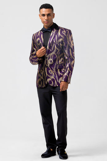 Sparkly Purple Sequins Notched Lapel Men's Prom Jacket