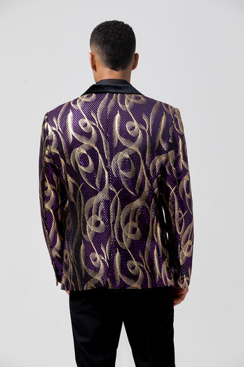 Sparkly Purple Sequins Notched Lapel Men's Prom Jacket