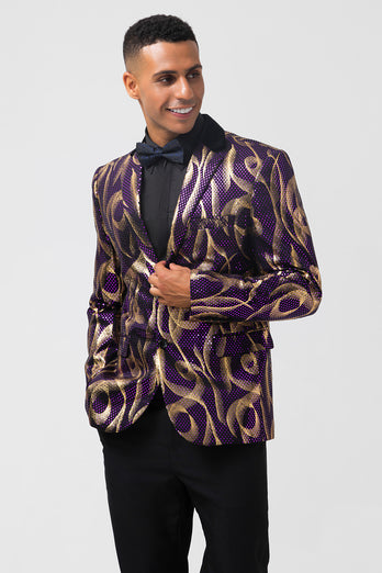 Sparkly Purple Sequins Notched Lapel Men's Prom Jacket