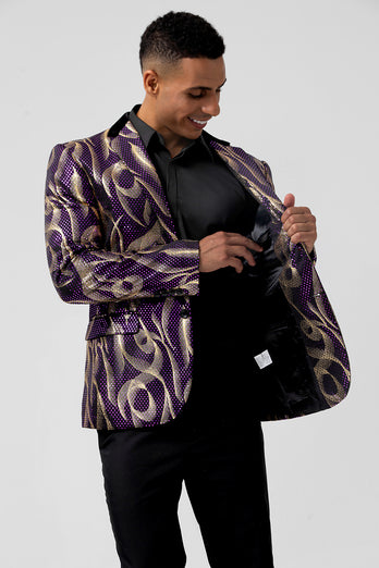 Sparkly Purple Sequins Notched Lapel Men's Prom Jacket