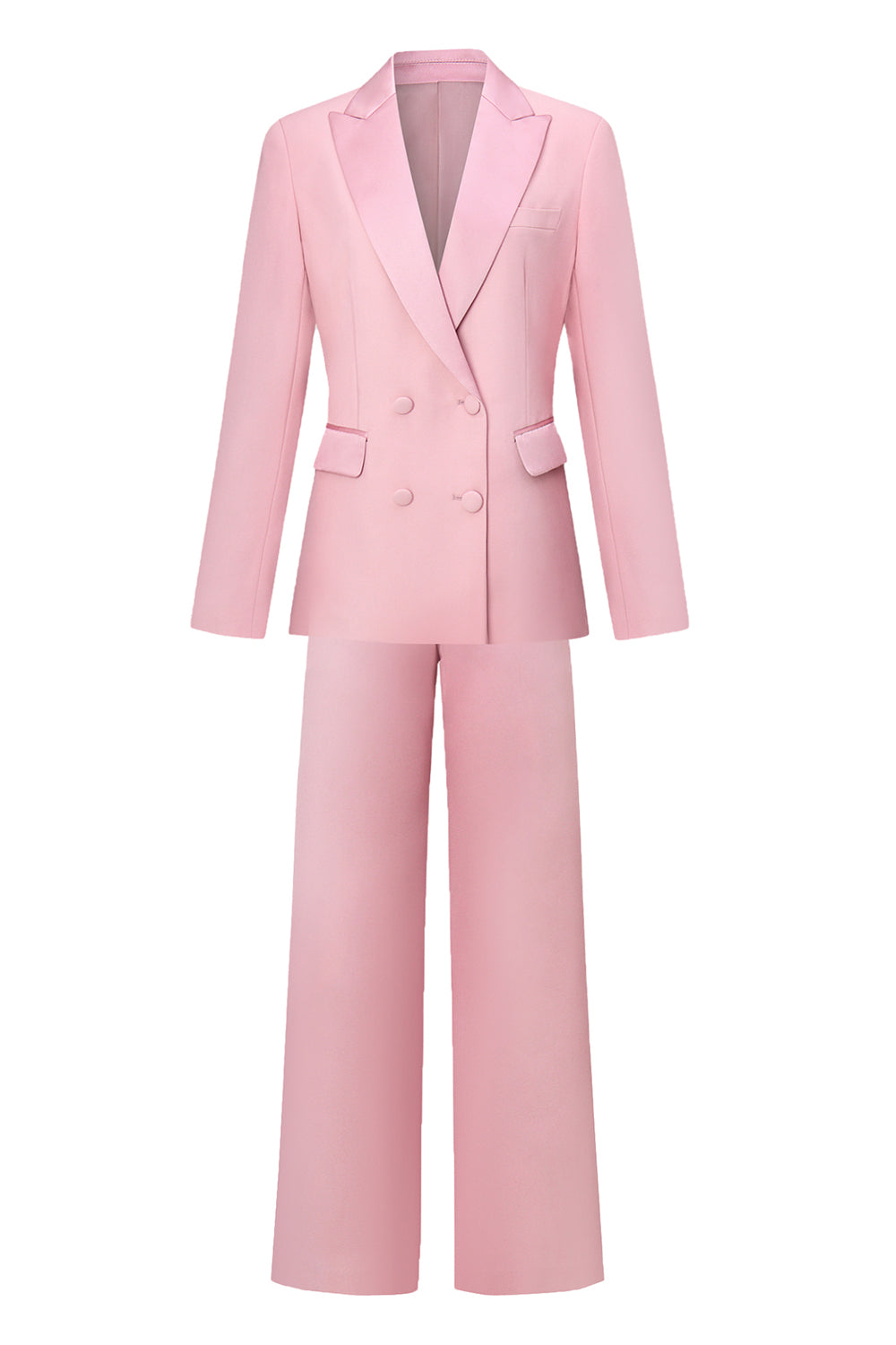 Blush Peak Lapel Buttons Women Party Suits