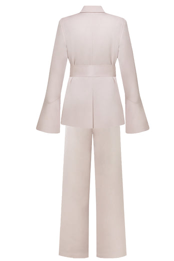 Champagne Notched Lapel Women Party Suits with Belt