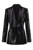 Load image into Gallery viewer, Sparkly Black Sequins Shawl Lapel Women Party Blazer