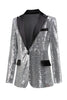 Load image into Gallery viewer, Sparkly Silver Peak Lapel Sequins Women Party Suits