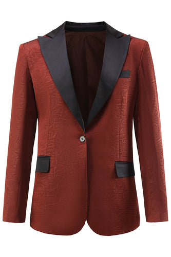 Rust Peak Lapel One Button Women Party Blazer