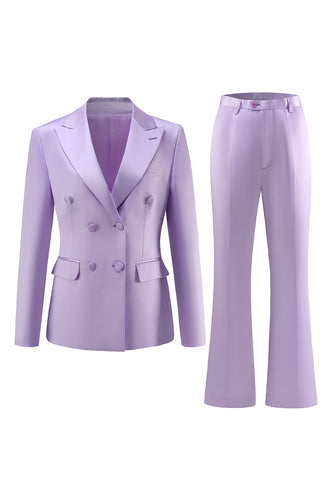 Purple 2 Pieces Peak Lapel Women Party Suits