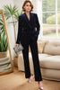 Load image into Gallery viewer, Sparkly Navy Beaded Shawl Lapel 2 Pieces Women Party Suits with Belt