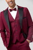 Load image into Gallery viewer, Burgundy 3 Pieces Peak Lapel Men&#39;s Prom Suits