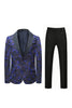 Load image into Gallery viewer, Dark Blue Floral Printed Shawl Lapel 2 Pieces Men Suits