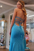 Load image into Gallery viewer, Sparkly Blue Mermaid Beaded Strapless Long Prom Dress with Slit