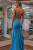 Load image into Gallery viewer, Sparkly Blue Mermaid Beaded Strapless Long Prom Dress with Slit