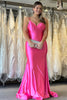 Load image into Gallery viewer, Fuchsia Mermaid Spaghetti Straps Open Back Satin Long Prom Dress