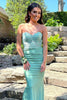 Load image into Gallery viewer, Mint Mermaid Strapless Corset Long Prom Dress with Appliques