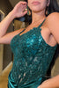 Load image into Gallery viewer, Sparkly Dark Green Mermaid Spaghetti Straps Corset Long Prom Dress with Slit