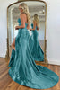 Load image into Gallery viewer, Sparkly Royal Blue Mermaid Beaded Appliques Strapless Corset Long Prom Dress with Slit