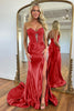 Load image into Gallery viewer, Sparkly Royal Blue Mermaid Beaded Appliques Strapless Corset Long Prom Dress with Slit