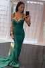 Load image into Gallery viewer, Sparkly Dark Green Corset Long Satin Beaded Prom Dress