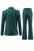 Load image into Gallery viewer, Dark Green 2 Pieces Jacquard Notched Lapel Women Party Suits with Belts