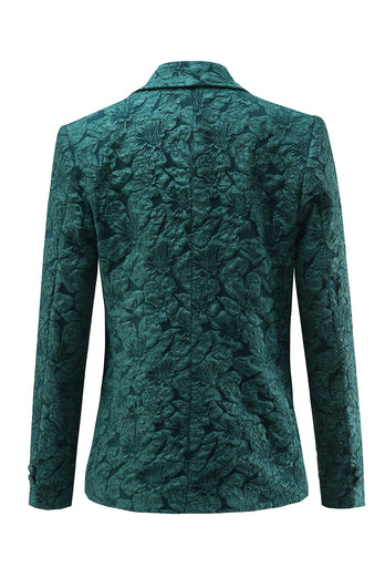 Dark Green 2 Pieces Jacquard Notched Lapel Women Party Suits with Belts