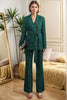 Load image into Gallery viewer, Dark Green 2 Pieces Jacquard Notched Lapel Women Party Suits with Belts