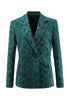 Load image into Gallery viewer, Dark Green 2 Pieces Jacquard Notched Lapel Women Party Suits with Belts