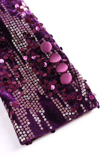 Sparkly Purple Shawl Lapel Sequins Women Prom Blazer