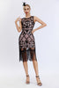 Load image into Gallery viewer, Black Sequined Bodycon 1920s Dress with Fringes