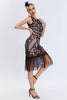 Load image into Gallery viewer, Black Sequined Bodycon 1920s Dress with Fringes