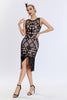 Load image into Gallery viewer, Black Sequined Bodycon 1920s Dress with Fringes