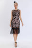 Load image into Gallery viewer, Black Sequined Bodycon 1920s Dress with Fringes