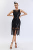 Load image into Gallery viewer, Black Sequined Bodycon 1920s Dress with Fringes