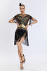 Load image into Gallery viewer, Grey Sequined Short 1920s Flapper Dress with Fringes