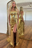 Load image into Gallery viewer, Sparkly Gold Mermaid Strapless Mirrors Long Prom Dress with Slit