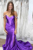 Load image into Gallery viewer, Sparkly Fuchsia Mermaid Off the Shoulder Beaded Satin Corset Long Prom Dress with Slit