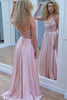 Load image into Gallery viewer, Sparkly Pink A-Line Spaghetti Straps Corset Flowers Long Prom Dress