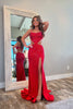 Load image into Gallery viewer, Sparkly Red Mermaid Spaghetti Straps Beaded Corset Cut-Out Long Prom Dress with Slit