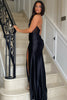 Load image into Gallery viewer, Black Corset Deep V-Neck Halter Long Prom Dress with Slit