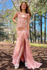 Load image into Gallery viewer, Blush Ruffled Long Chiffon Prom Dress with Slit