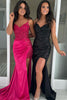 Load image into Gallery viewer, Sparkly Black Long Satin Corset Prom Dress with Appliques