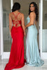 Load image into Gallery viewer, Sparkly Royal Blue Appliqued Long Satin Prom Dress with Slit