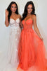 Load image into Gallery viewer, Sparkly Orange Tulle Long Corset Prom Dress with Appliques